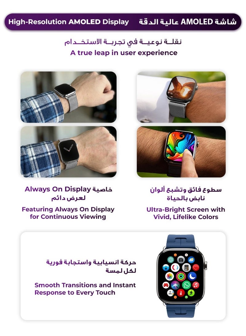 Urjwan Smartwatch Series 10 Silver 42mm: AMOLED Ultra-Clear Display, Photo Display Feature, Exclusive App, “Remember You” instance messaging, Slimmer Design with Reduced Bezels, New Colors with Extra Strap, Call & Notification Support. - Image 4